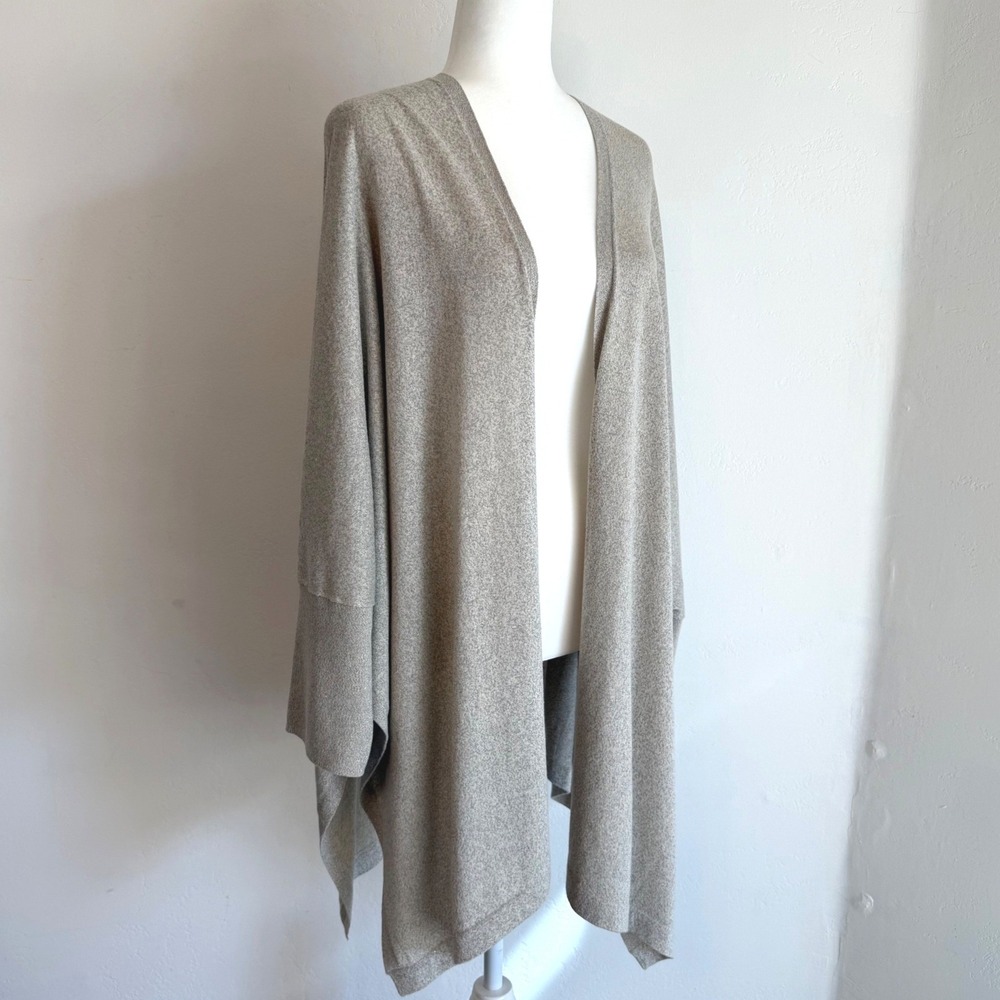 NIC+ZOE Metallic Draped Cardigan Beige Batwing Handkerchief Minimal Neutral OS